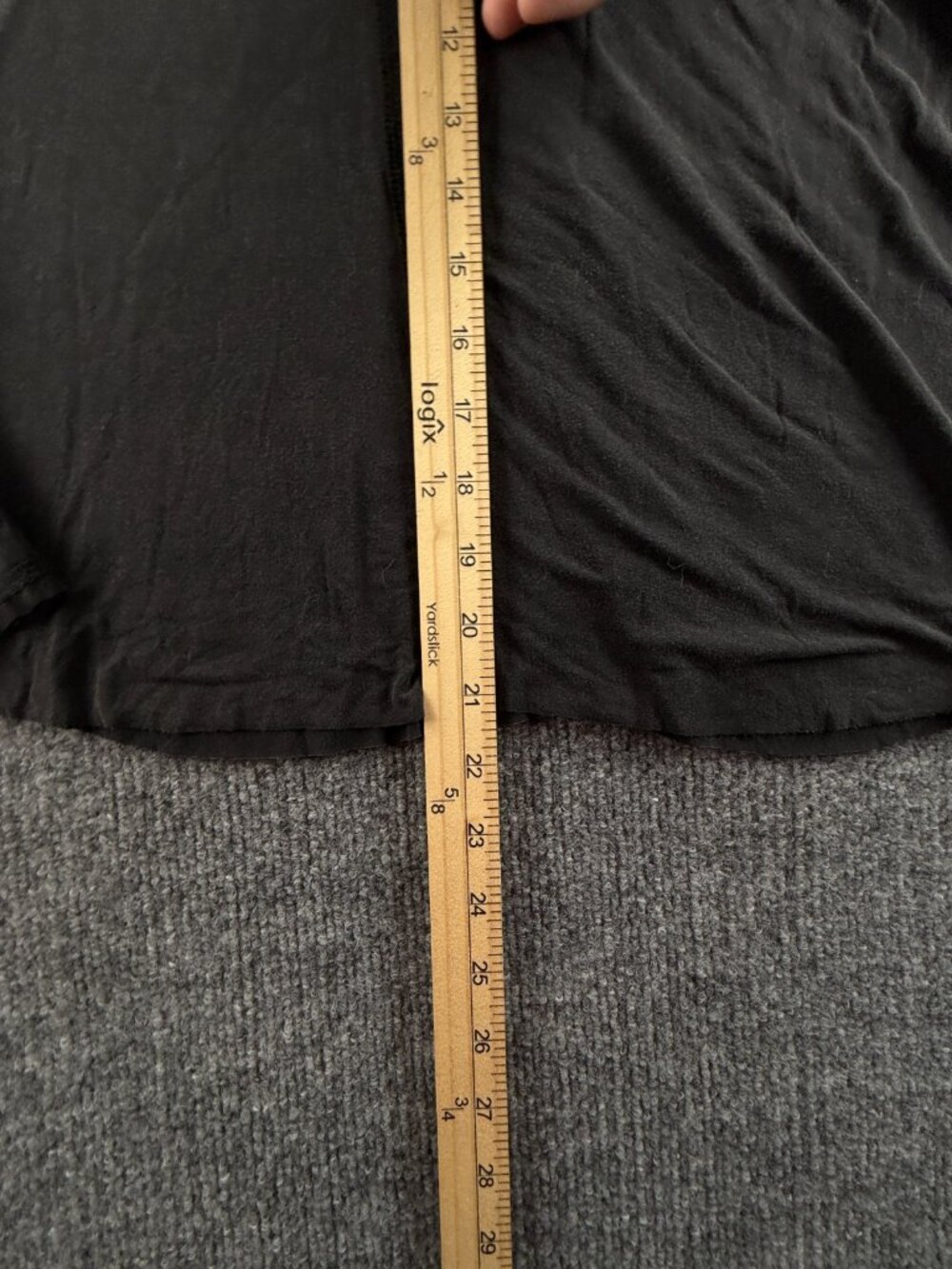 POL Rayon Spandex Stretchy Black Lightweight Top Knit Sleeves Boho V Neck Medium - Picture 8 of 16